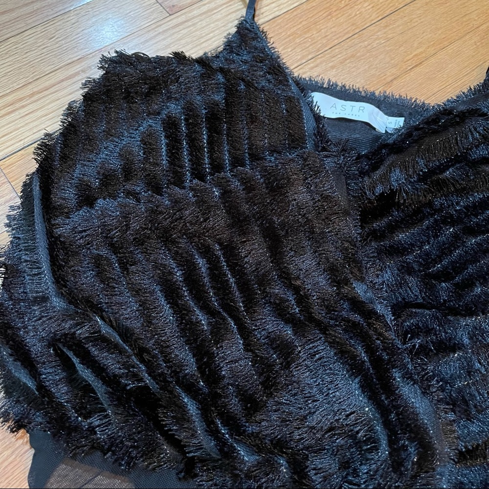 ASTR The Label Black Bodysuit Eyelash Fringe S - Picture 8 of 13